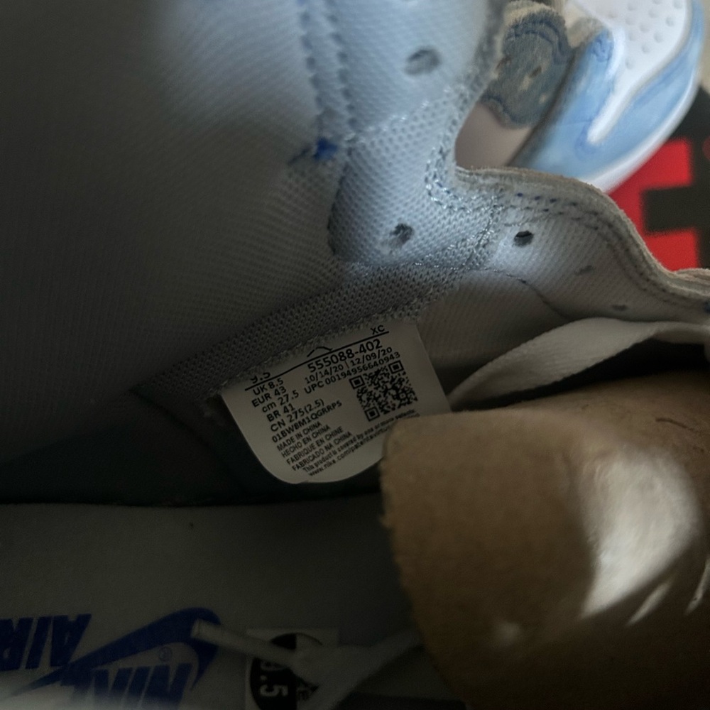NEW Jordan 1 Retro High Hyper Royal Smoke Grey Men’s Size 9.5 Light Blue & Grey - Picture 6 of 9